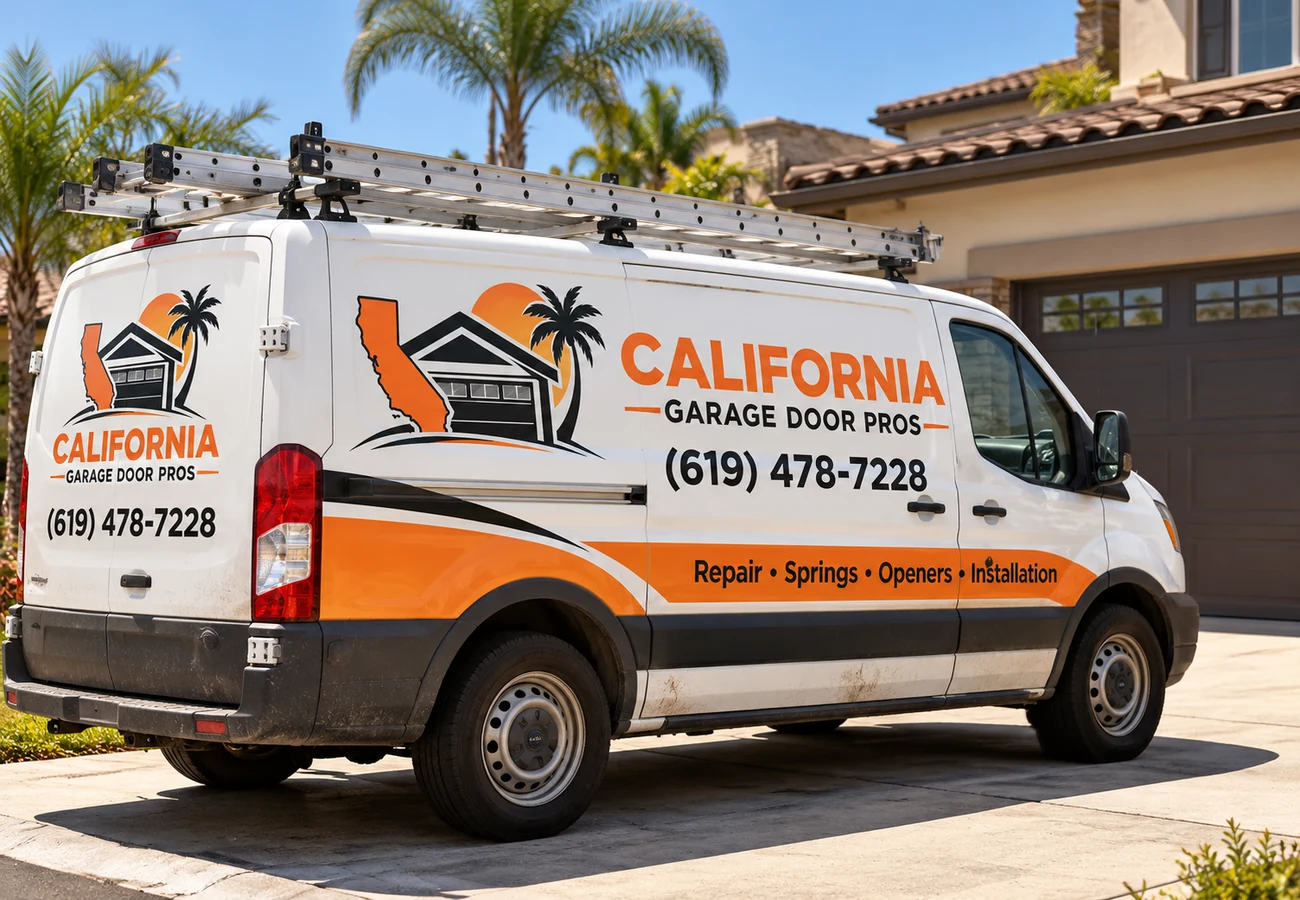 Illustration representing California Garage Door Pros service van